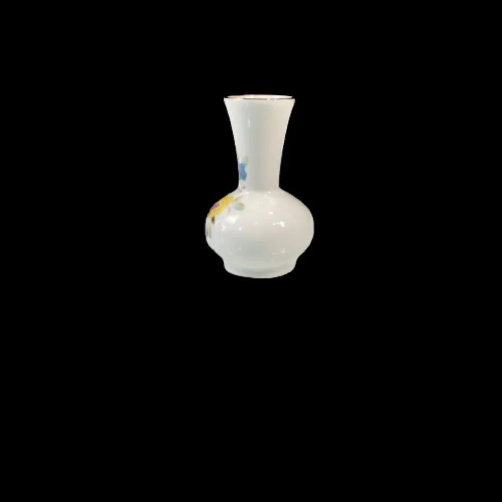 Decorative China Mini Vase with Pink Yellow Blue Flowers Porcelain Ceramic